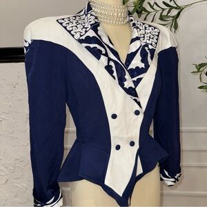 Vintage Navy and White Blazer